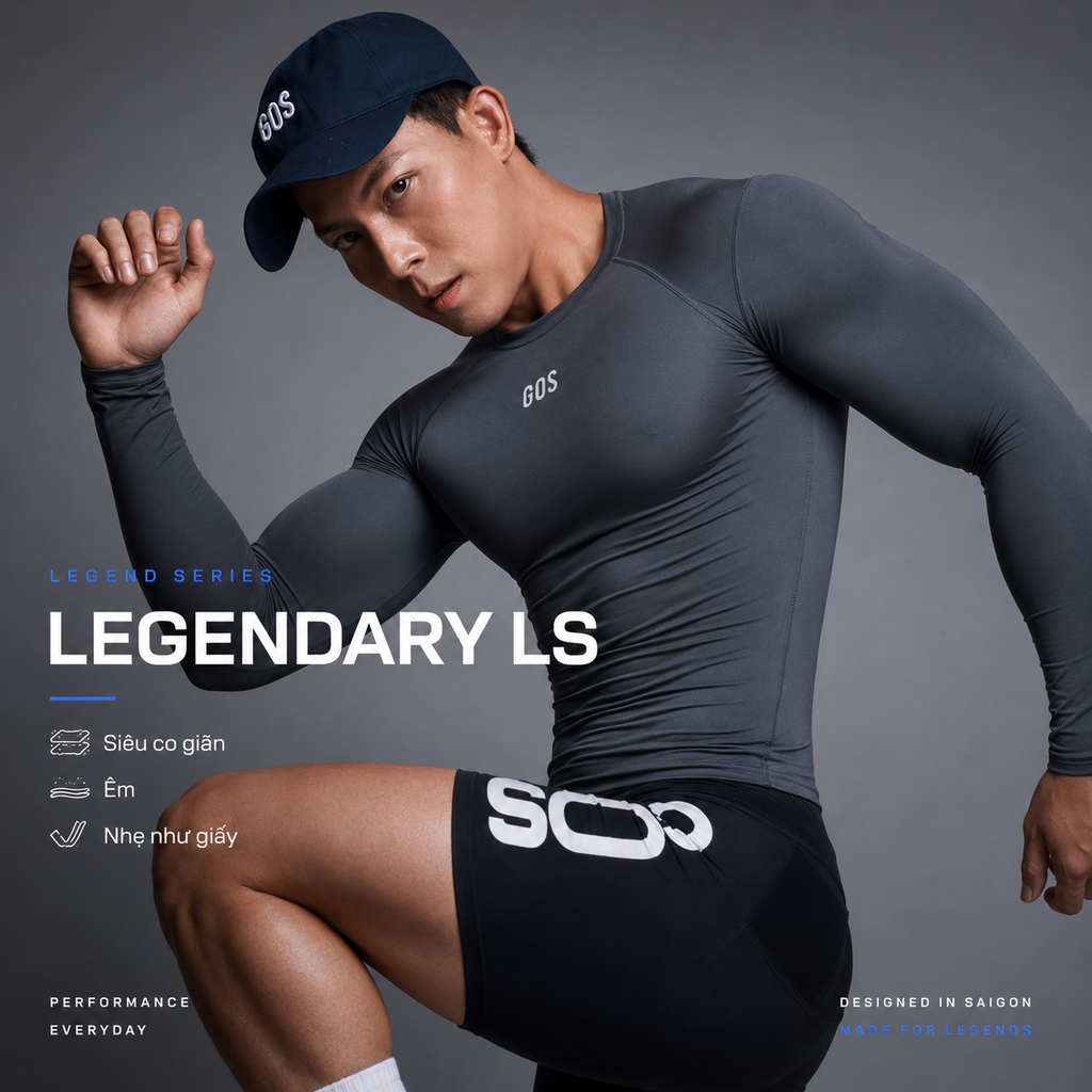 Áo thể thao nam GOS Legendary Long Sleeve S24 - Thun Giấy Siêu Co Giãn | Tôn Cơ Bắp