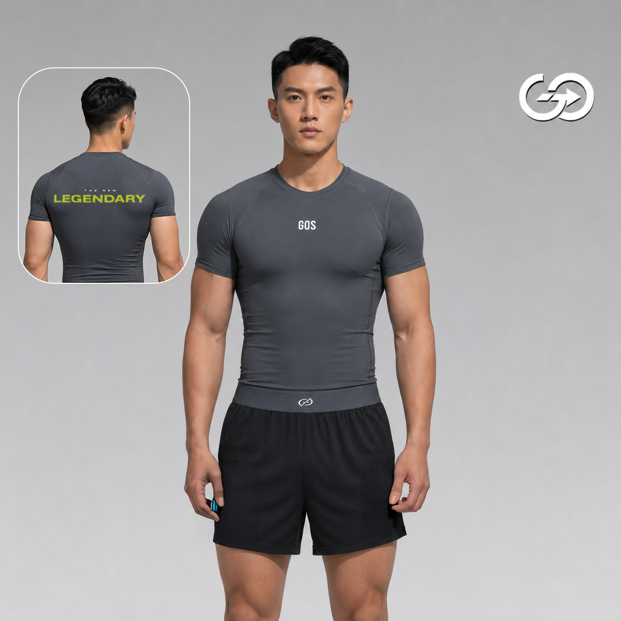 Áo thể thao nam GOS LEGENDARY Tee S24 – Thun Giấy Siêu Co Giãn | Tôn Cơ Bắp