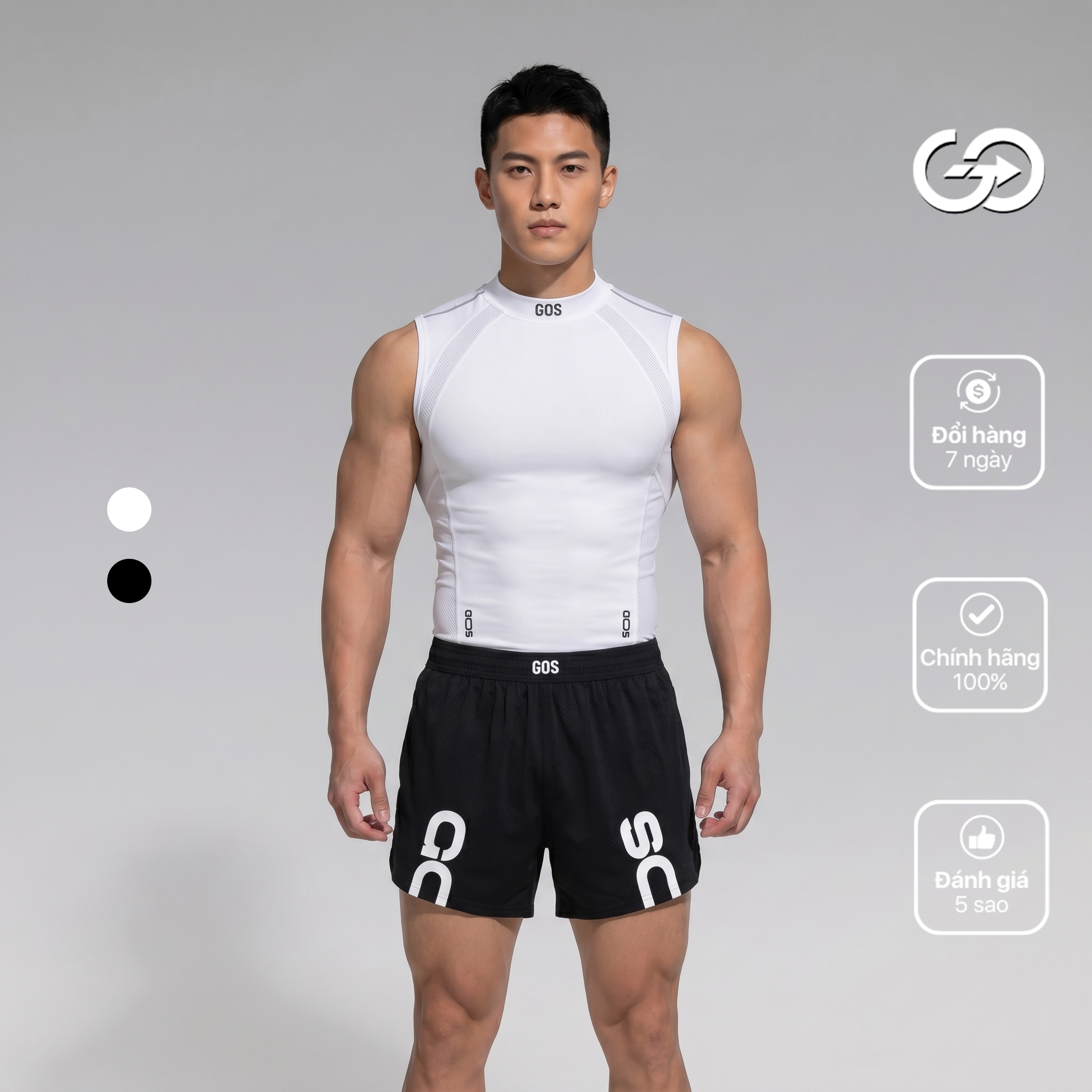 Áo thể thao sát nách form ôm GOS Helios S23 (SIÊU ÔM) | Tanktop Gym Nam Tôn Dáng