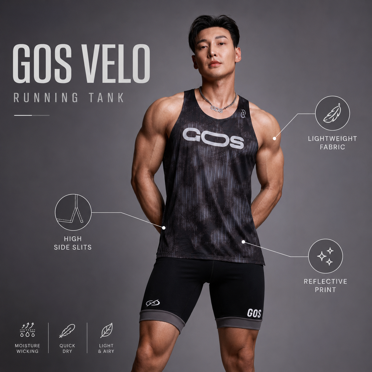 Áo Chạy Bộ Thể Thao Nam GOS VELO S24 – Siêu Nhẹ, Siêu Thoáng