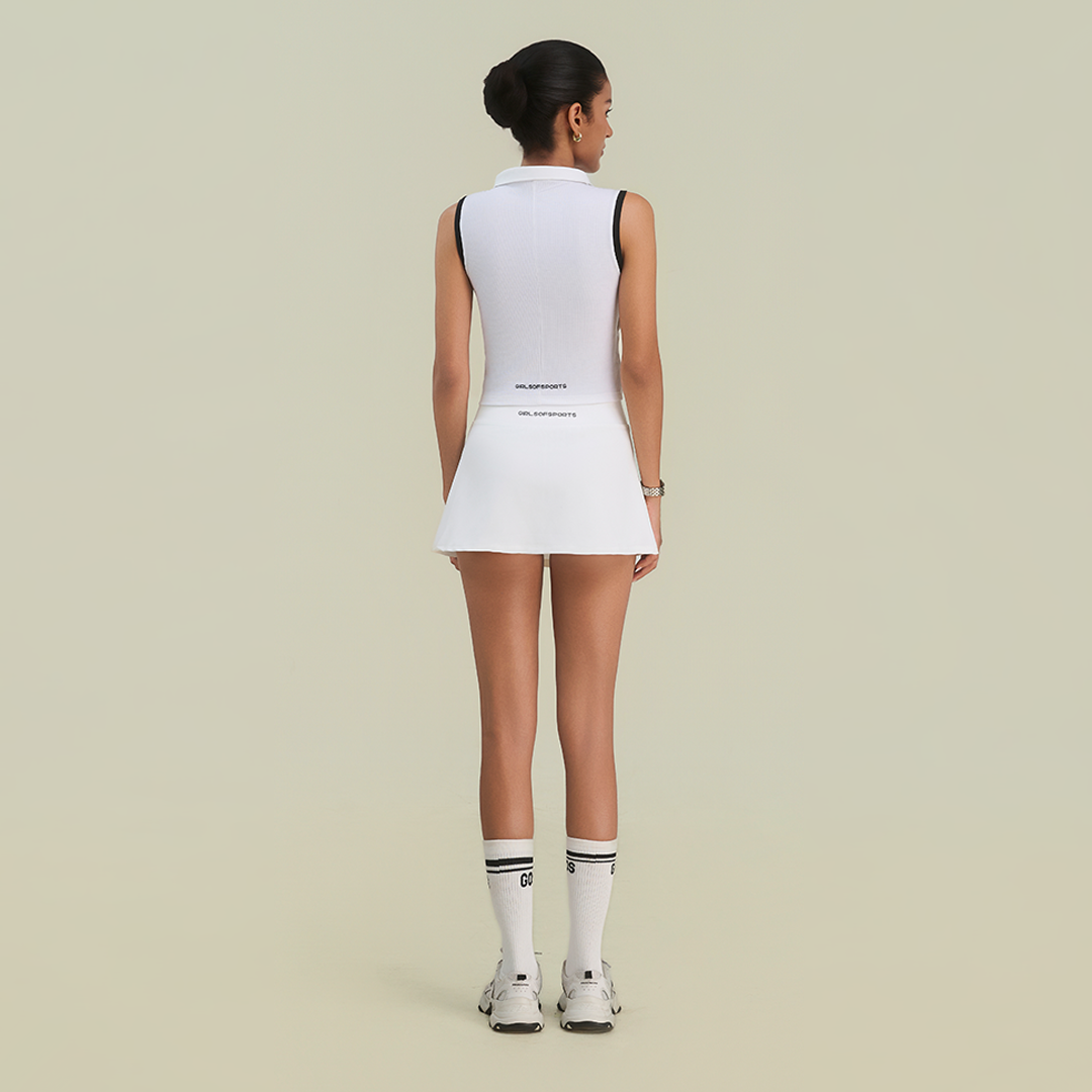 Áo Polo ba lỗ thể thao nữ GOS Colette Polo Top Thun Gân Sát Nách Girlsofsports | Tập Pickleball Tennis Golf Cầu Lông