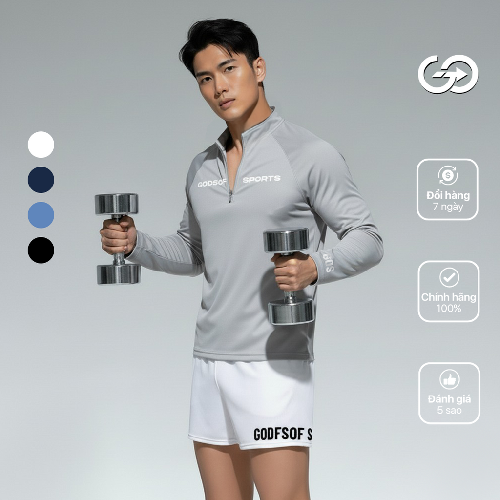Áo Thể Thao Dài Tay GOS CoreZip S19 – Khóa Zip Năng Động, Thoáng Mát Mọi Hành Trình