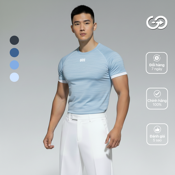 Áo thể thao gym ôm body nam GOS CodeLine S21 (Thun Dệt Kim) | Body Sculpt Fit Tôn Dáng Chuẩn V-Taper
