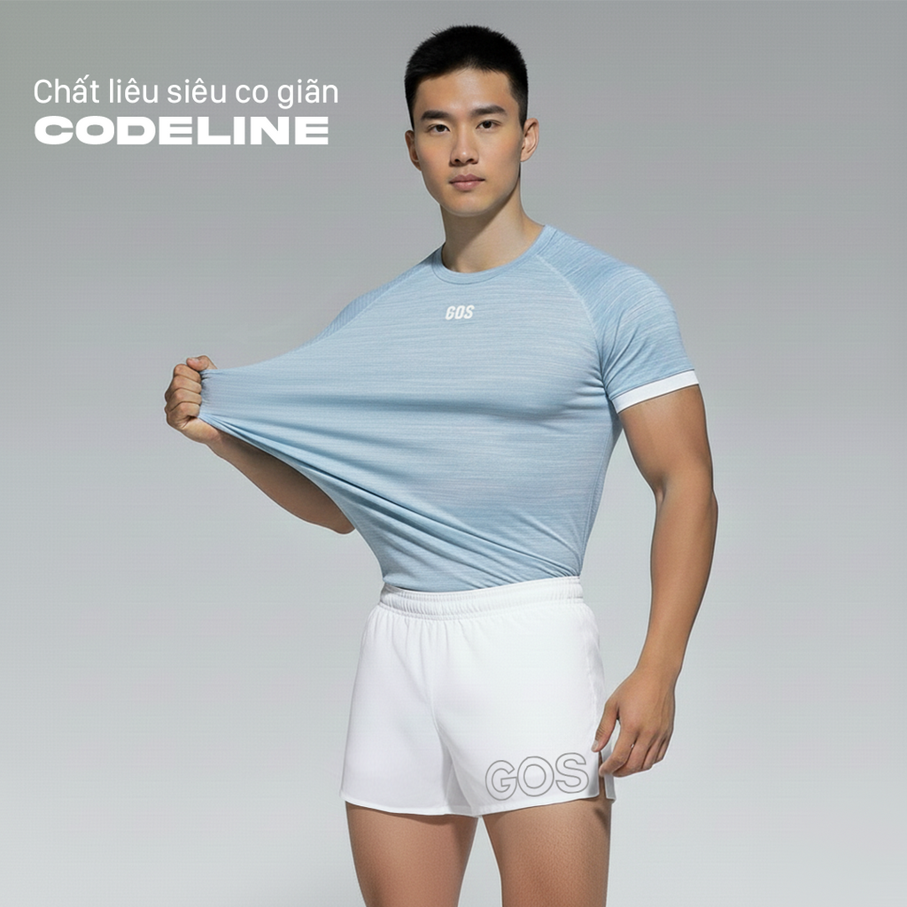 Áo thể thao gym ôm body nam GOS CodeLine S21 (Thun Dệt Kim) | Body Sculpt Fit Tôn Dáng Chuẩn V-Taper