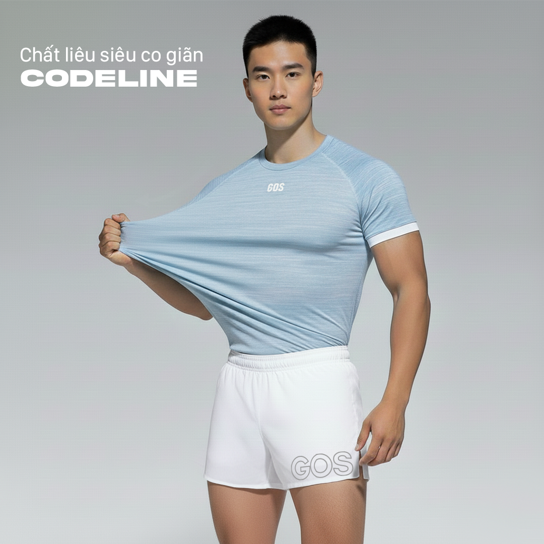 Áo thể thao gym ôm body nam GOS CodeLine S21 (Thun Dệt Kim) | Body Sculpt Fit Tôn Dáng Chuẩn V-Taper