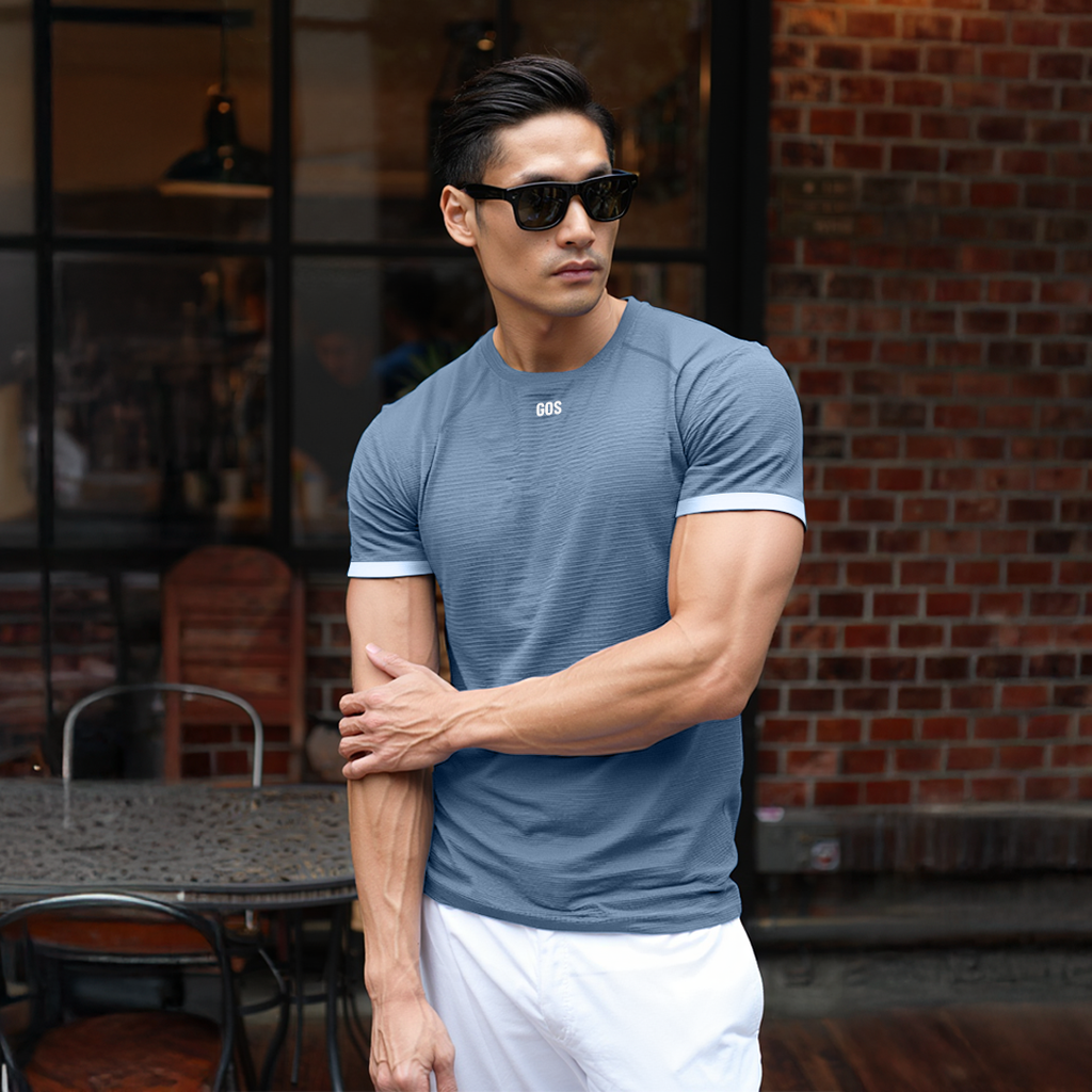 Áo thể thao gym ôm body nam GOS CodeLine S21 (Thun Dệt Kim) | Body Sculpt Fit Tôn Dáng Chuẩn V-Taper