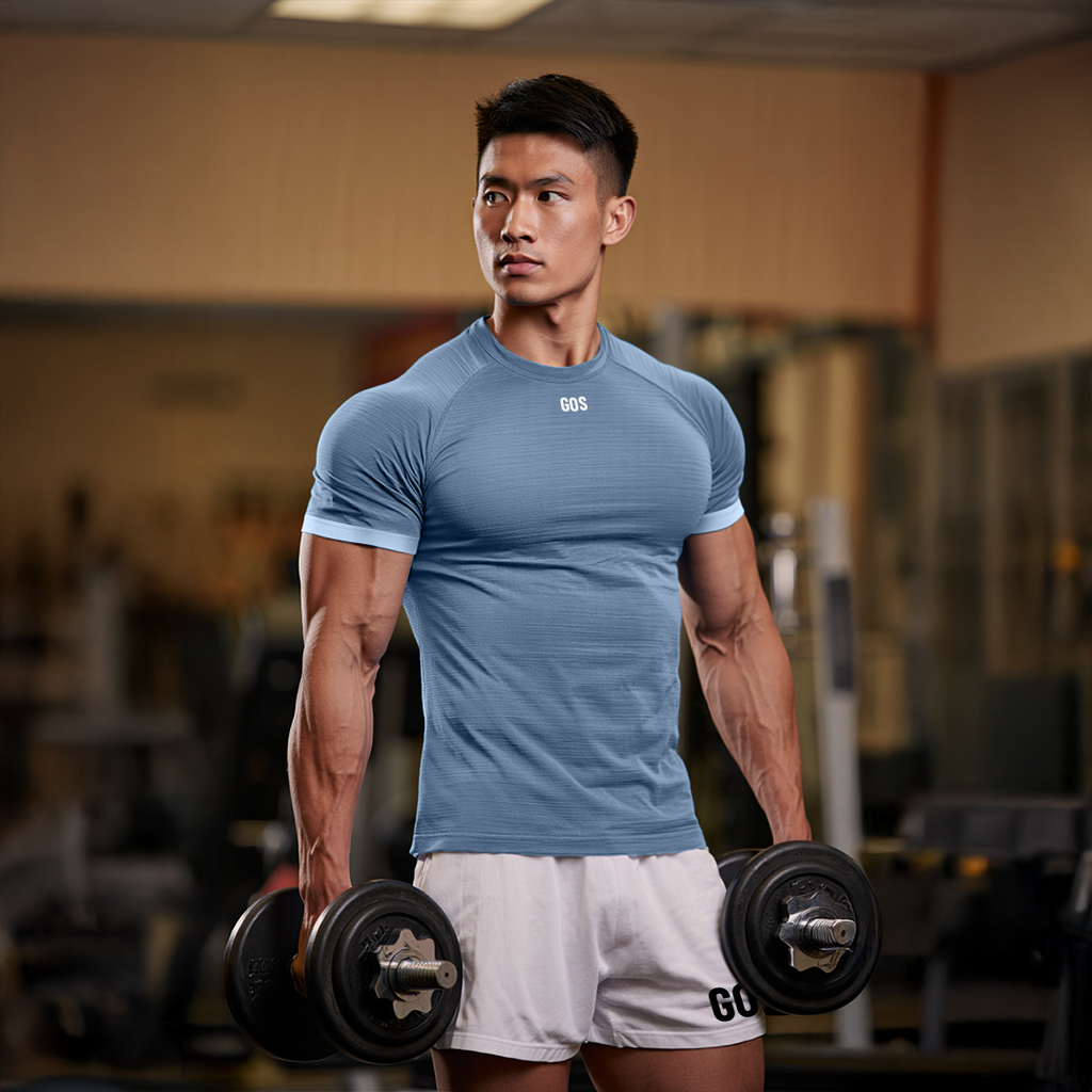 Áo thể thao gym ôm body nam GOS CodeLine S21 (Thun Dệt Kim) | Body Sculpt Fit Tôn Dáng Chuẩn V-Taper
