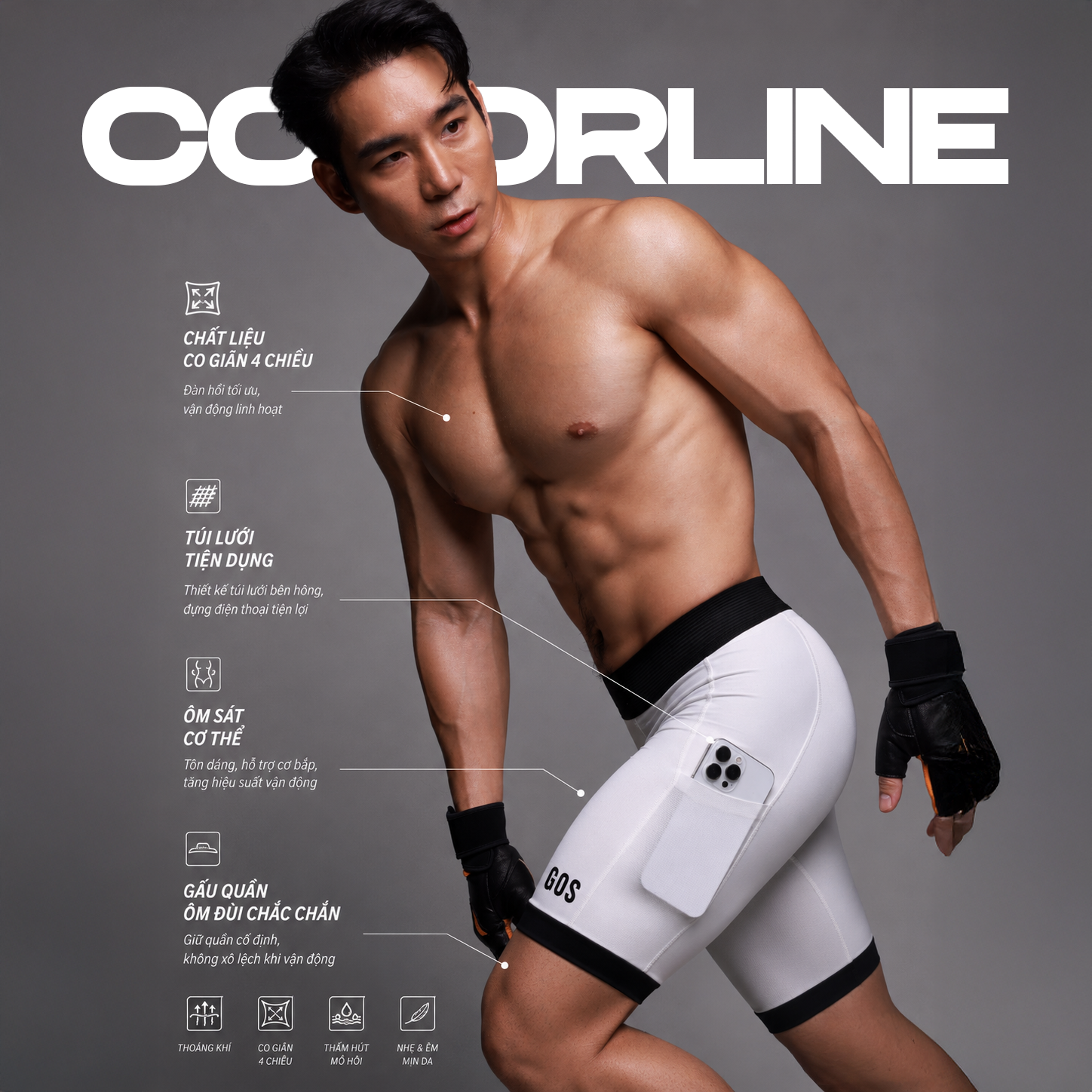 Quần Legging Thể Thao Nam GOS Legging Colorline S24 – Ôm Chuẩn Cơ Bắp, Tăng Tốc Mọi Chuyển Động