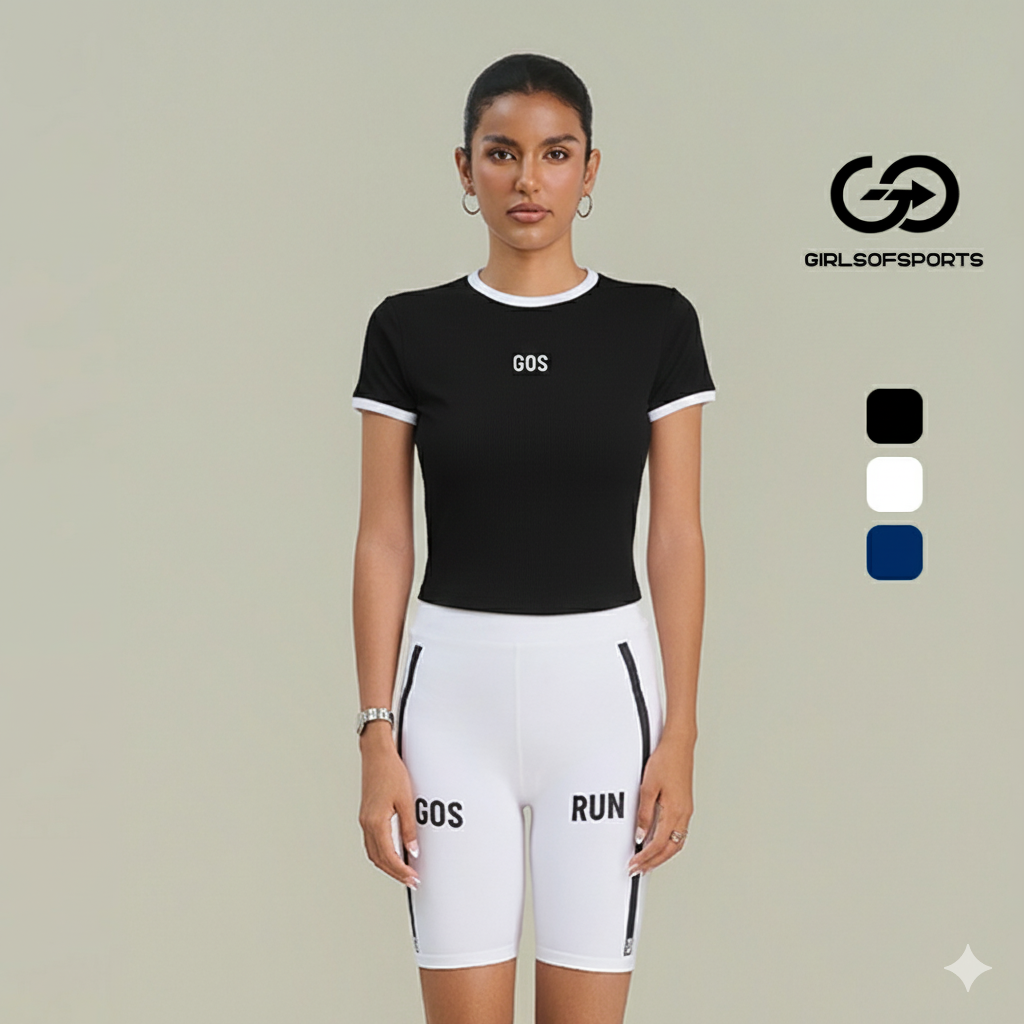 Áo ngắn tay GOS Soft Tee thun gân thể thao nữ cổ tròn Girlsofsports | Dáng ôm co giãn Tập Gym Yoga Pilates