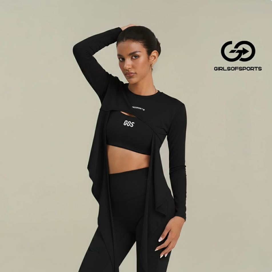 Áo khoác dài tay thể thao GOS Twist Wrap Top mặc 2 mặt cột dây Girlsofsports | Tập Gym Yoga Pilates
