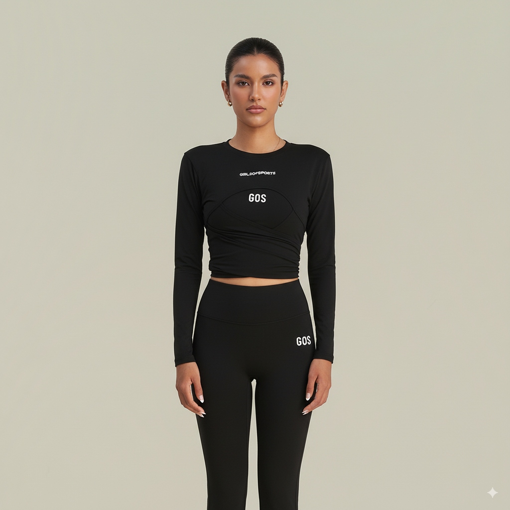 Áo khoác dài tay thể thao GOS Twist Wrap Top mặc 2 mặt cột dây Girlsofsports | Tập Gym Yoga Pilates