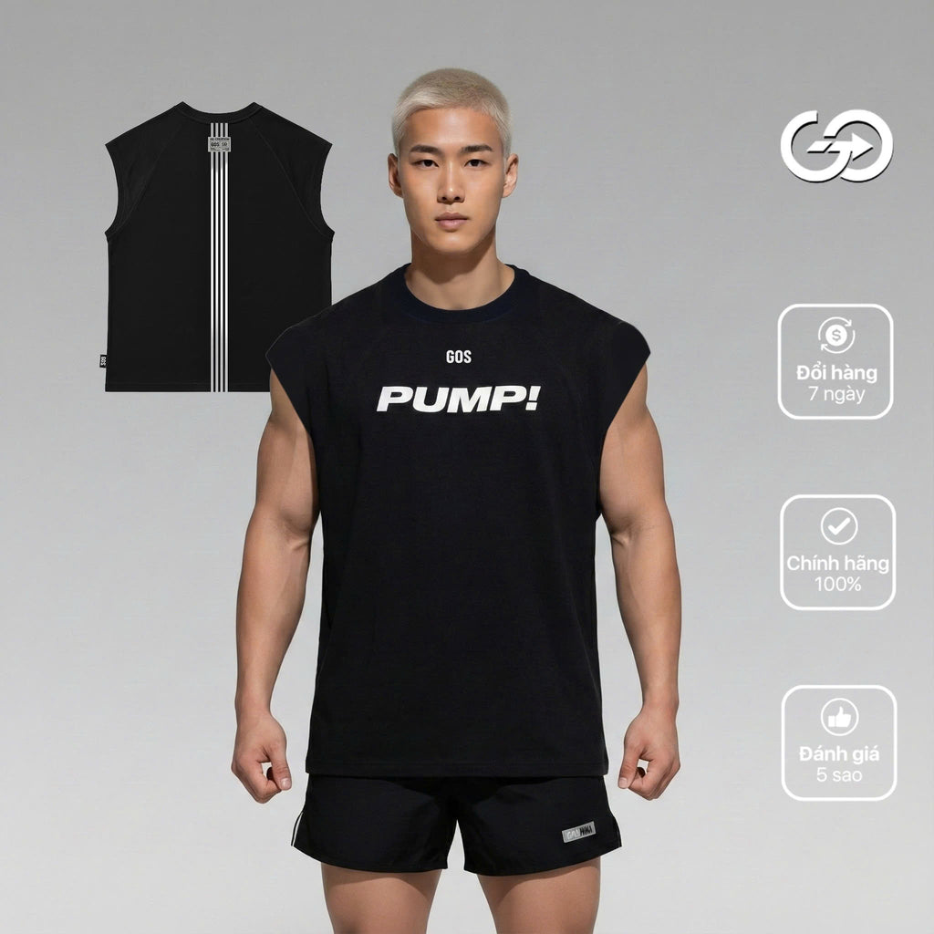 Áo Thể Thao Ba Lỗ GOS PUMP S21 – Form Tôn Vai, Thoáng Mát Cho Gym & Lifestyle